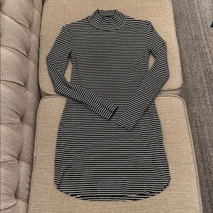 Sanctuary Striped Black and White Turtleneck Dress